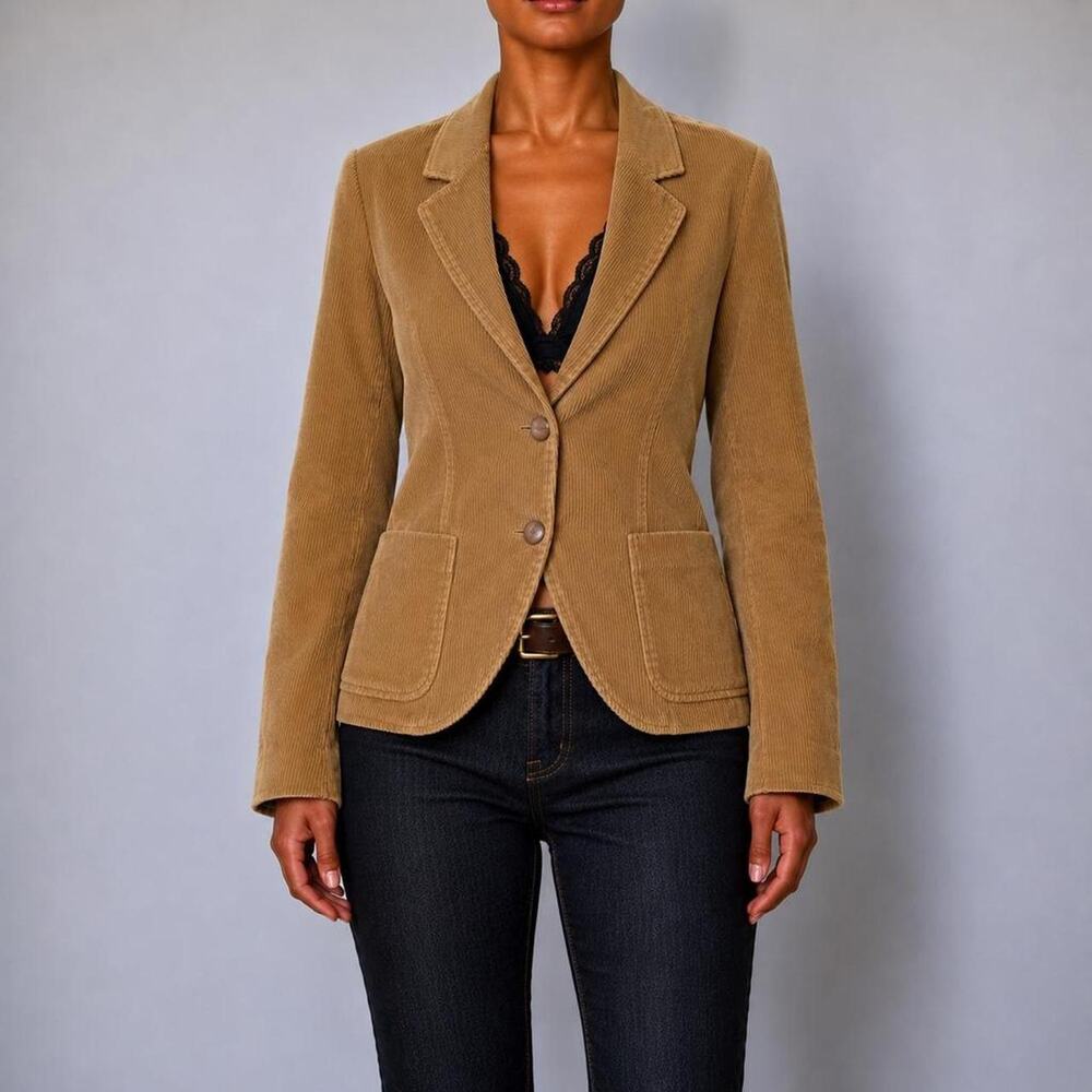 Vintage 70s Tiana Creations Tan Cotton Corduroy Blazer Jacket Luxury Size L
